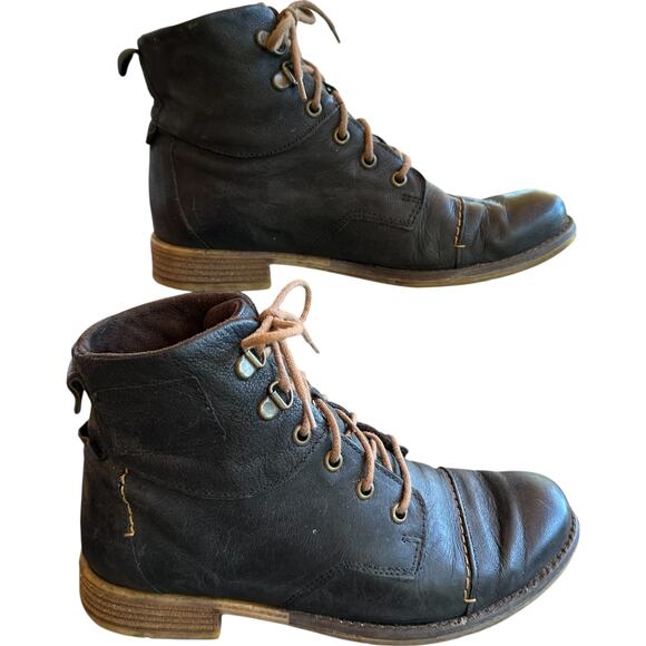 Josef Seibel Lace‑Up Granny Boots SZ 6.5 Leather Ankle Boho Packer Distressed - Picture 2 of 9
